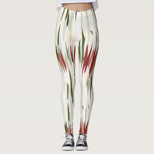 abstrakte Streifen grün und rot Leggings (Vorderseite)