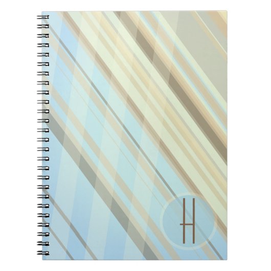 Abstrakte Streifen/hellblau und Sepia/Monogramm Notizblock (Vorderseite)