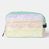 Abstrakte Streifen in Lila, Gelb und Grün Waschbeutel (Rückseite)