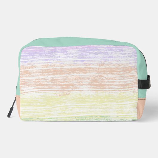 Abstrakte Streifen in Lila, Gelb und Grün Waschbeutel (Rückseite)