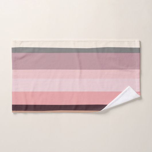 Abstrakte Streifen in Rosa und Beige Badhandtuch Set (Handtuch)