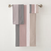 Abstrakte Streifen in Rosa und Beige Badhandtuch Set (Insitu)