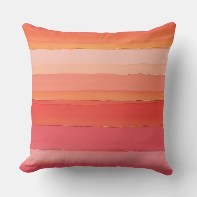 abstrakte Streifen in Rosa und Orange Kissen (Vorderseite)