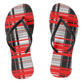 Abstrakte Streifen in Rot und Weiß Badesandalen (Fußbett)