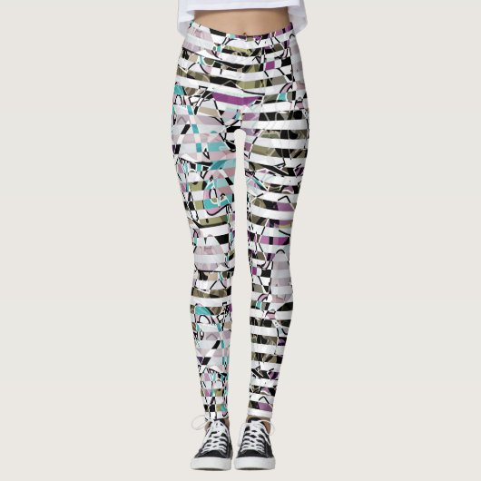 Abstrakte Streifen Leggings (Vorderseite)