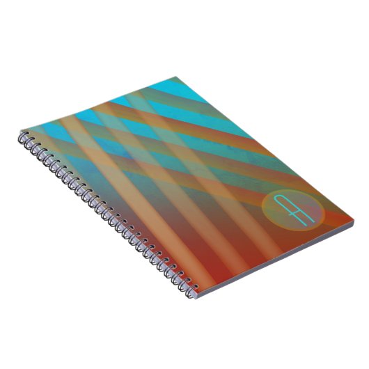 Abstrakte Streifen/Monogramm/Türkis und warme Farb Notizblock (Rechte Seite)