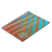 Abstrakte Streifen/Monogramm/Türkis und warme Farb Notizblock (Linke Seite)