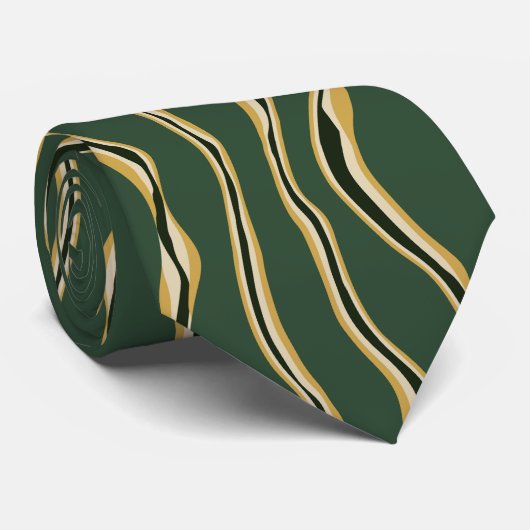 Abstrakte Streifen-Pappe, grün und goldgelb Krawatte (Gerollt)