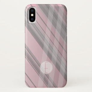 Abstrakte Streifen/Rauchiges Rosa &Grau/Monogramm Case-Mate iPhone Hülle