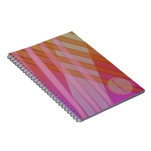 Abstrakte Streifen/rosa Magenta Orange/Monogramm Notizblock (Rechte Seite)