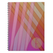 Abstrakte Streifen/rosa Magenta Orange/Monogramm Notizblock (Vorderseite)