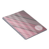 Abstrakte Streifen/Rosa und Grau/Monogramm Notizblock (Rechte Seite)