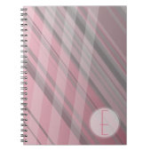 Abstrakte Streifen/Rosa und Grau/Monogramm Notizblock (Vorderseite)