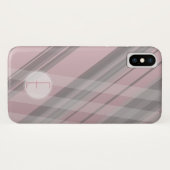 Abstrakte Streifen/rosafarben, grau/monogramm Case-Mate iPhone Hülle (Rückseite (Horizontal))