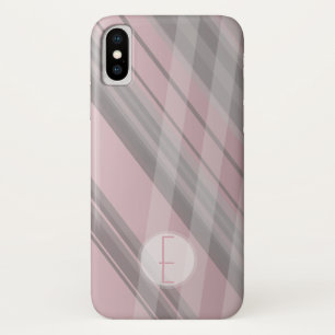 Abstrakte Streifen/rosafarben, grau/monogramm Case-Mate iPhone Hülle