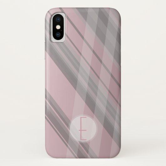 Abstrakte Streifen/rosafarben, grau/monogramm Case-Mate iPhone Hülle (Rückseite)
