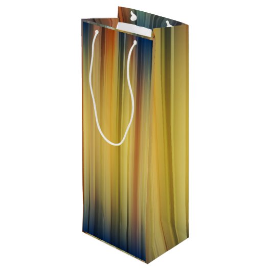 Abstrakte Streifen Spektrum Hintergrund Blue Gold Geschenktüte Für Weinflaschen (Rückseite Schrägansicht)