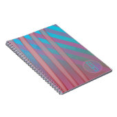 Abstrakte Streifen/Türkis/Rosa Hues/Monogramm Notizblock (Rechte Seite)
