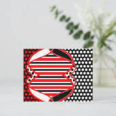 Abstrakte Streifen und Punkte in schwarz-weiß - Ka Postkarte (Stehend Vorderseite)