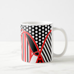 Abstrakte Streifen und Punkte in Schwarz-Weiß - Ta Kaffeetasse