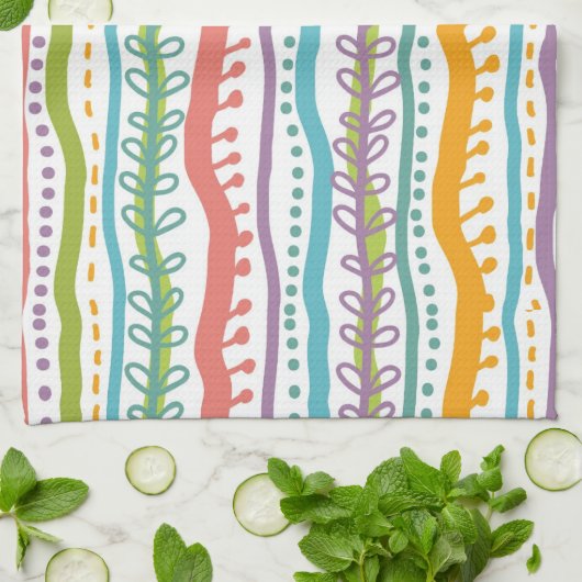 Abstrakte Streifen Vertikales Muster Geschirrtuch (Gefaltet)