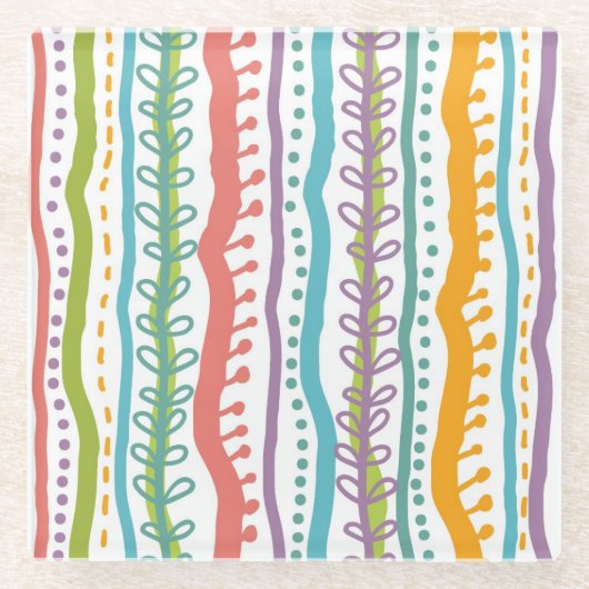 Abstrakte Streifen Vertikales Muster Glasuntersetzer (Vorderseite)