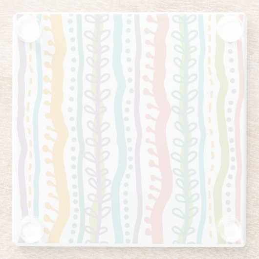 Abstrakte Streifen Vertikales Muster Glasuntersetzer (Rückseite)