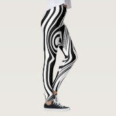 Abstrakte Strickwellen Schwarze und Weiße Leggings (Rechts)