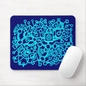 Abstrakte Struktur - Cyan on Deep Navy Mousepad (Mit Mouse)
