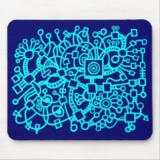 Abstrakte Struktur - Cyan on Deep Navy Mousepad