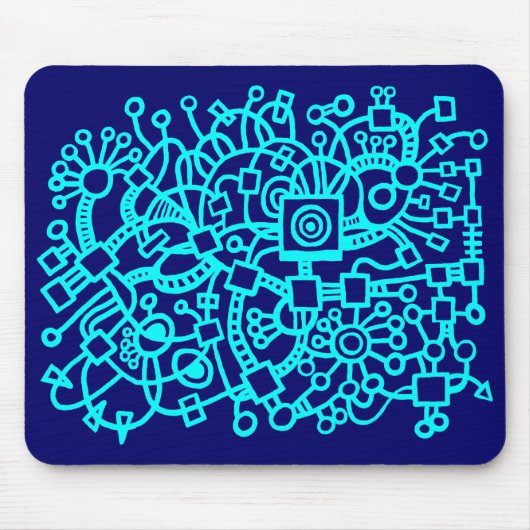 Abstrakte Struktur - Cyan on Deep Navy Mousepad (Vorne)
