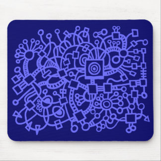 Abstrakte Struktur - Electric Blue on Deep Navy Mousepad
