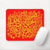 Abstrakte Struktur - gelb auf rot Mousepad (Mit Mouse)