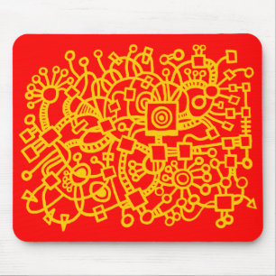 Abstrakte Struktur - gelb auf rot Mousepad