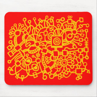 Abstrakte Struktur - gelb auf rot Mousepad
