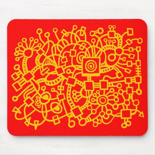 Abstrakte Struktur - gelb auf rot Mousepad (Vorne)