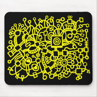 Abstrakte Struktur - Gelb auf schwarz Mousepad