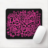 Abstrakte Struktur - Heiß rosa auf schwarz Mousepad (Mit Mouse)