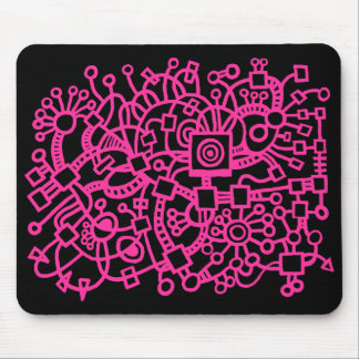 Abstrakte Struktur - Heiß rosa auf schwarz Mousepad
