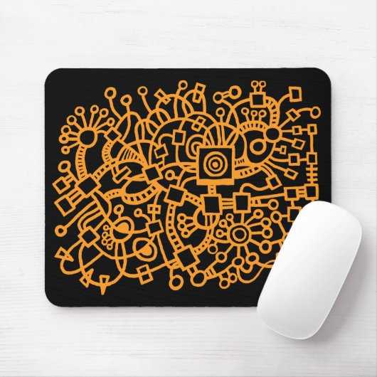 Abstrakte Struktur - helles Orange auf schwarz Mousepad (Mit Mouse)