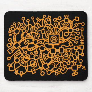 Abstrakte Struktur - helles Orange auf schwarz Mousepad
