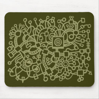 Abstrakte Struktur - Khaki auf Murky Green Mousepad