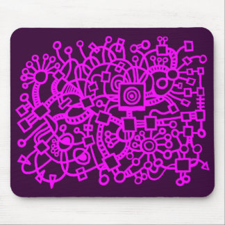 Abstrakte Struktur - Magenta auf dunklem Lila Mousepad