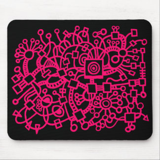 Abstrakte Struktur - Neonrot auf schwarz Mousepad