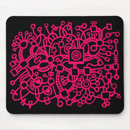 Abstrakte Struktur - Neonrot auf schwarz Mousepad (Vorne)