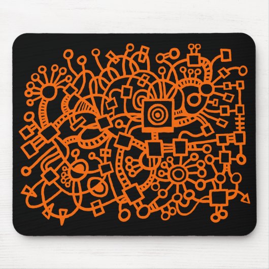 Abstrakte Struktur - Orange auf schwarz Mousepad (Vorne)