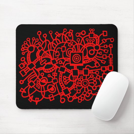 Abstrakte Struktur - rot auf schwarz Mousepad (Mit Mouse)