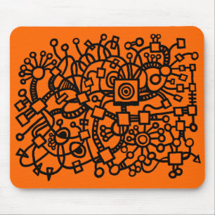 Abstrakte Struktur - Schwarz auf orange Mousepad