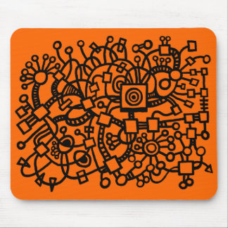 Abstrakte Struktur - Schwarz auf orange Mousepad