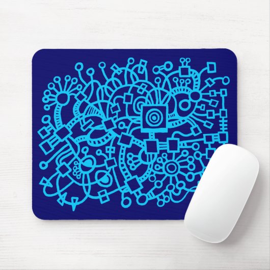 Abstrakte Struktur - Sky Blue on Deep Navy Mousepad (Mit Mouse)